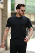 Erkek Bisiklet Yaka çizgi Desenli Ribanalı Kısa Kollu Tshirt resmi
